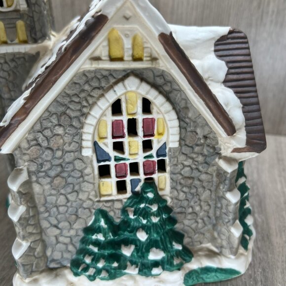 Mervyn's Village Square 1994 Christmas Church Lighted Hand Painted Ceramic Decor - Picture 8 of 13